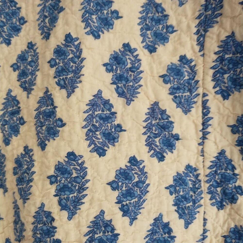 Pahiesa Open Front Jacket Womens M/L/S*Blue Floral Block Print Quilted Embellish - Picture 6 of 10